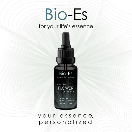 Image featuring Bio-Es Custom flower essence blend for ages 83 and under with up to 20 essences, designed to support emotional wellbeing, clarity, and gentle nervous system balance.